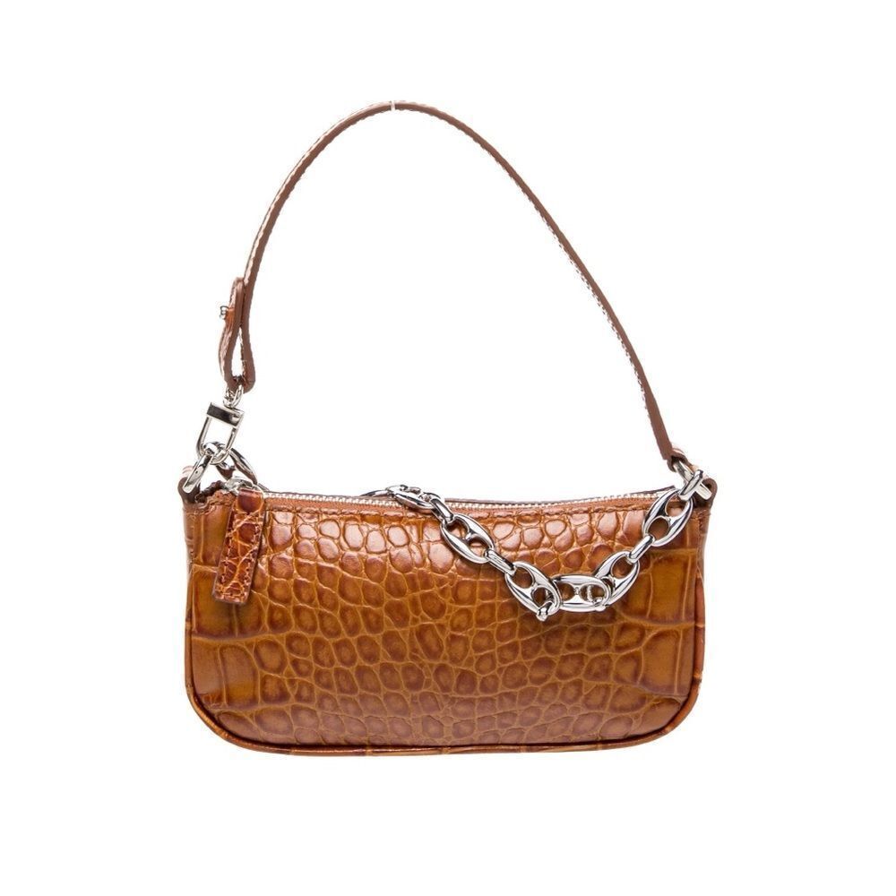 By far Mini Rachel Croc Embossed Leather Top Handle Bag
